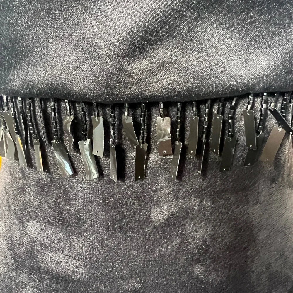 Vintage Y2K Jessica McClintock Millennium 2000 Black strapless fringe crop top - Picture 10 of 16